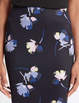 Dark blue floral outlet pencil skirt