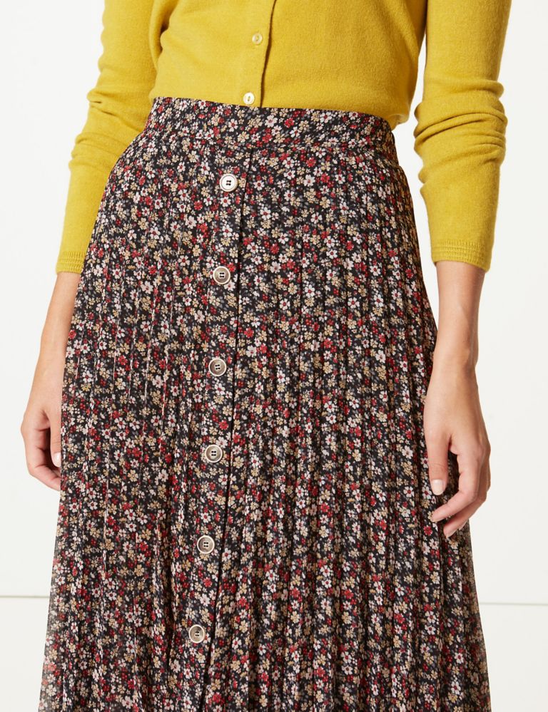 Floral Print Pleated Skirt 4 of 4