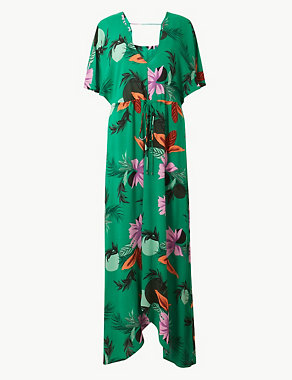 Floral Print Plunge Swing Beach Dress Image 2 of 4