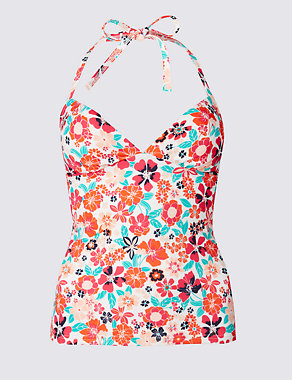 Floral Print Plunge Tankini Top Image 2 of 4