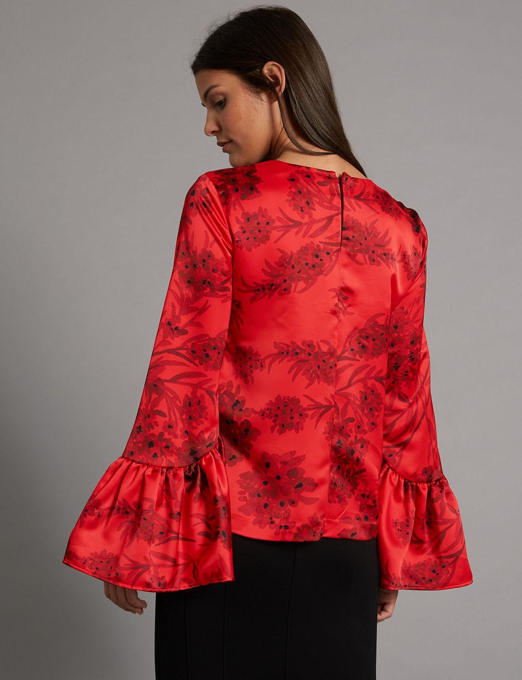 Floral Print Round Neck Long Sleeve Blouse 4 of 5