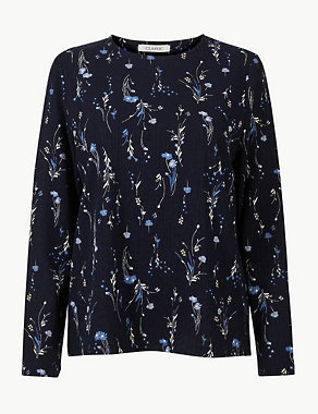 Floral Print Round Neck Long Sleeve Top Image 2 of 4