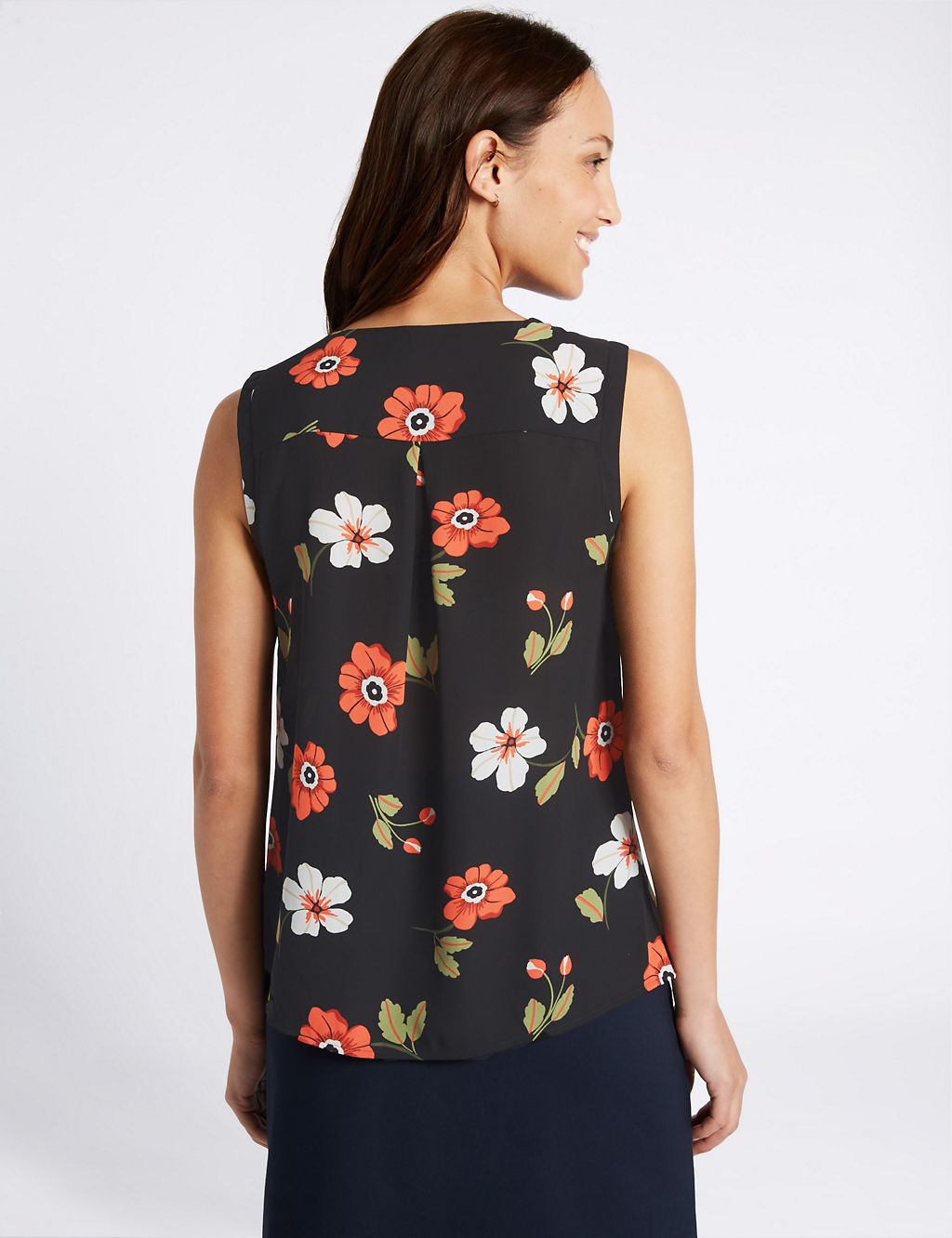 Floral Print Round Neck Shell Top 4 of 5