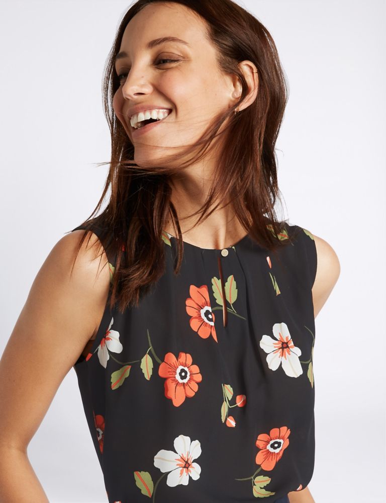 Floral Print Round Neck Shell Top 5 of 5