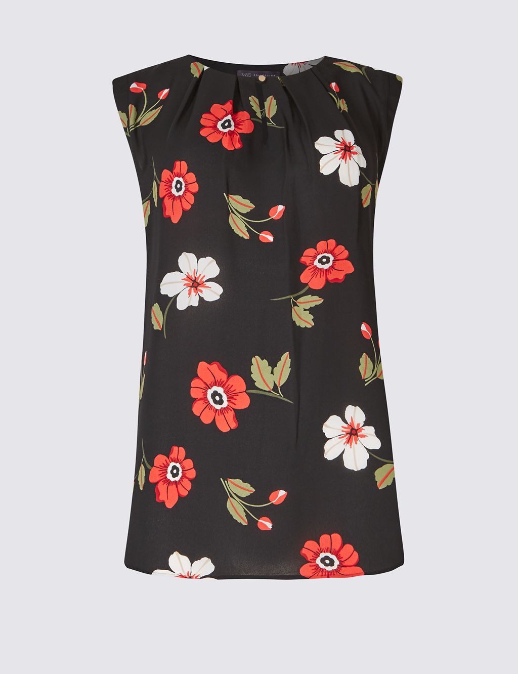 Floral Print Round Neck Shell Top 1 of 5