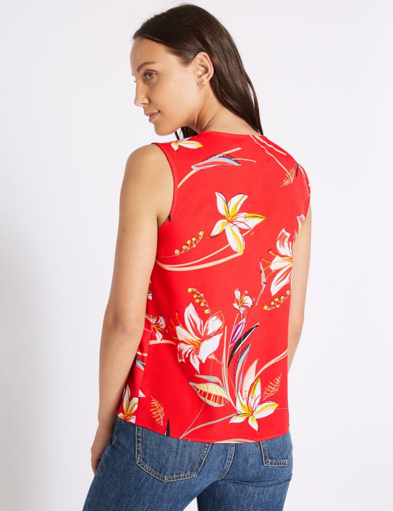 Floral Print Ruffle Front V-Neck Blouse 4 of 4