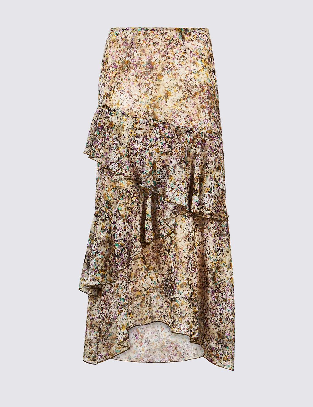 Floral Print Ruffle Midi Skirt 1 of 6