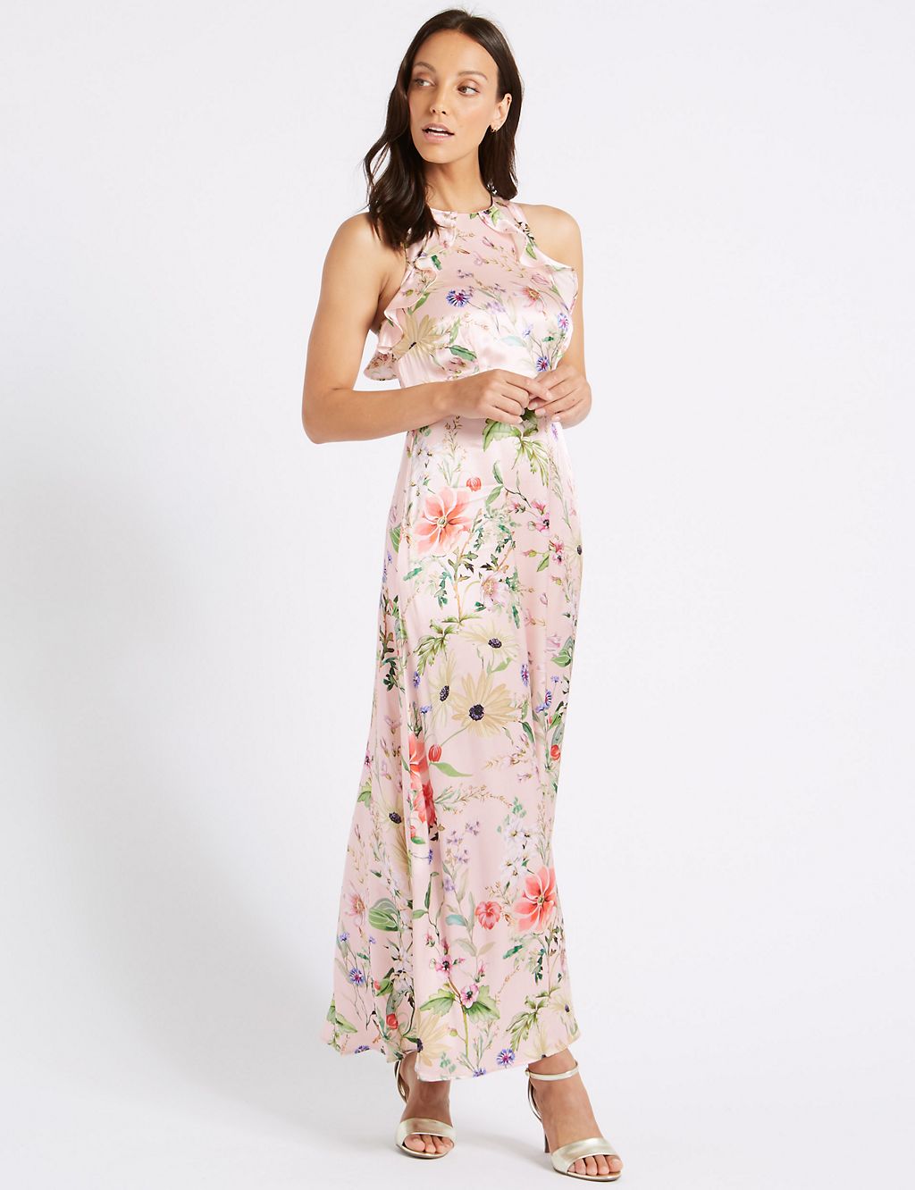 Floral Print Satin Bodycon Maxi Dress 7 of 7