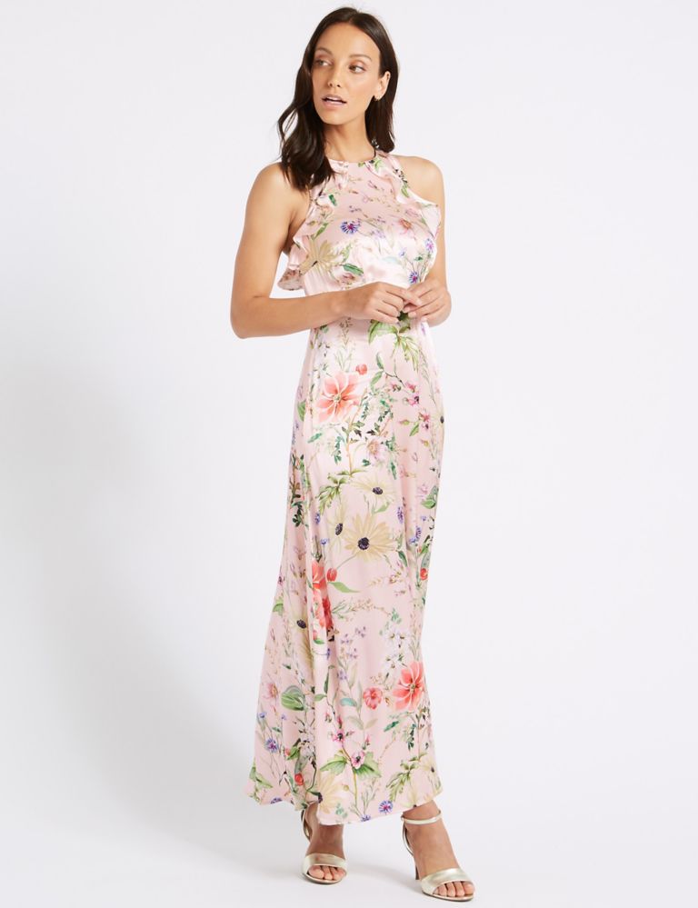 Floral Print Satin Bodycon Maxi Dress 5 of 7