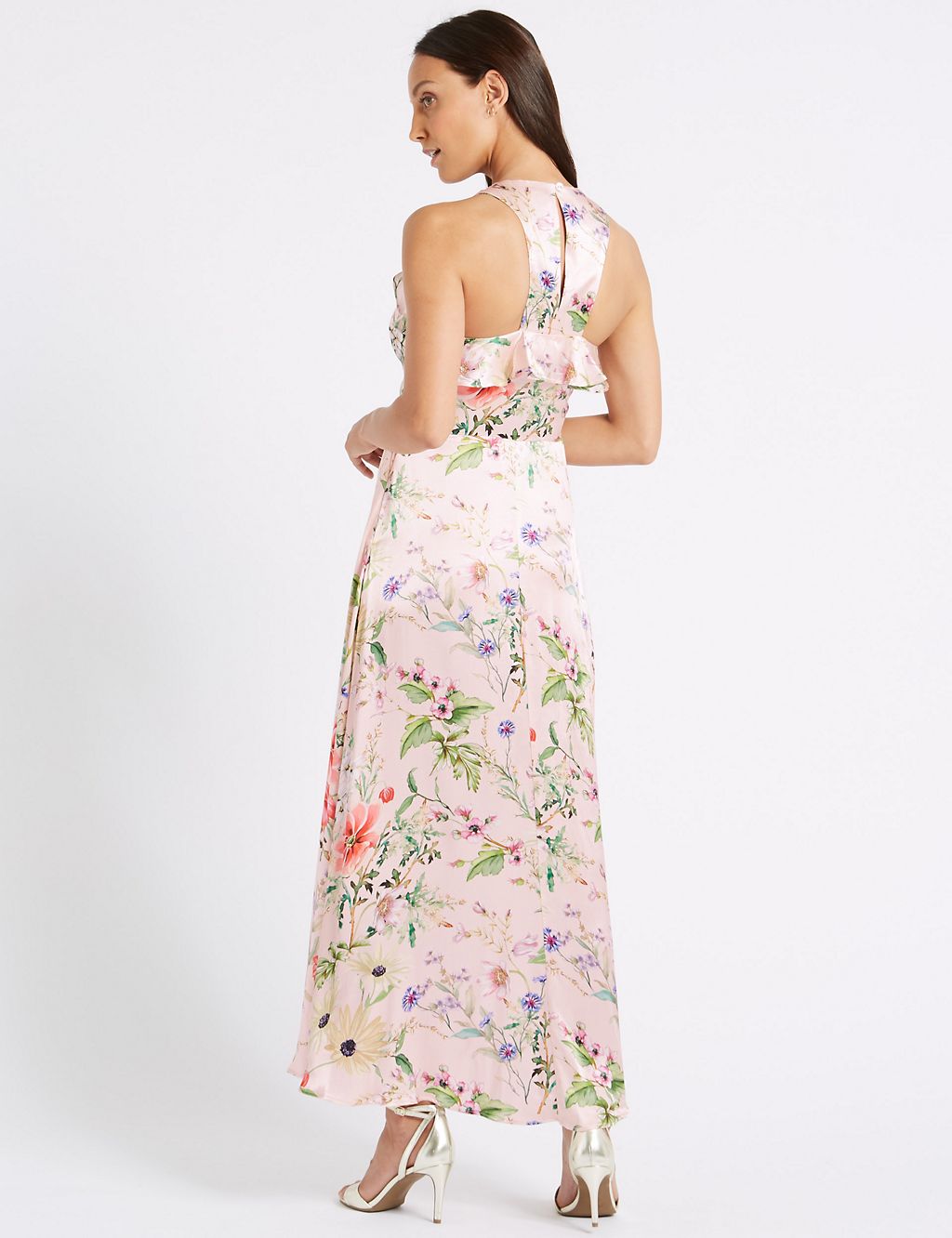 Floral Print Satin Bodycon Maxi Dress 4 of 7