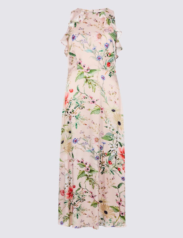 Floral Print Satin Bodycon Maxi Dress 3 of 7