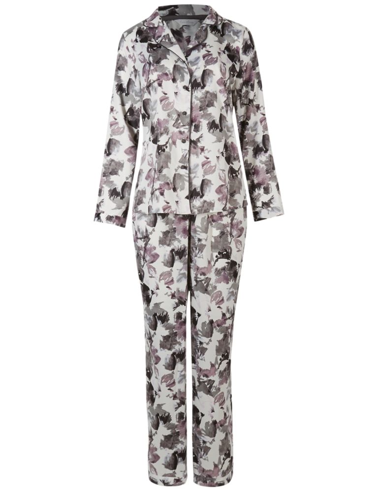 Floral Print Satin Long Sleeve Pyjama Set 5 of 6