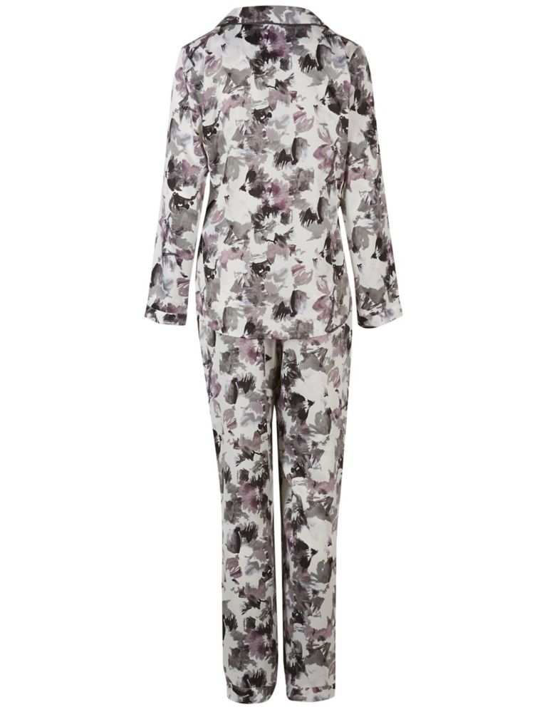 Floral Print Satin Long Sleeve Pyjama Set 6 of 6