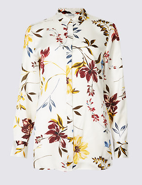 Floral Print Satin Long Sleeve Shirt Image 2 of 5