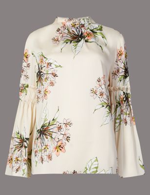 Floral Print Sculpted Sleeve Blouse Image 2 of 5