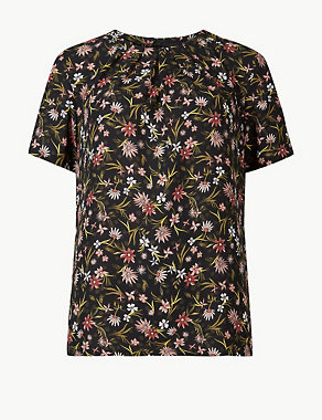 Floral Print Short Sleeve Shell Top Image 2 of 4