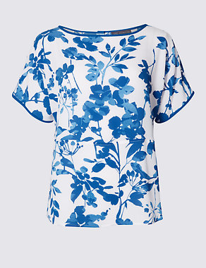 Floral Print Short Sleeve Shell Top Image 2 of 4