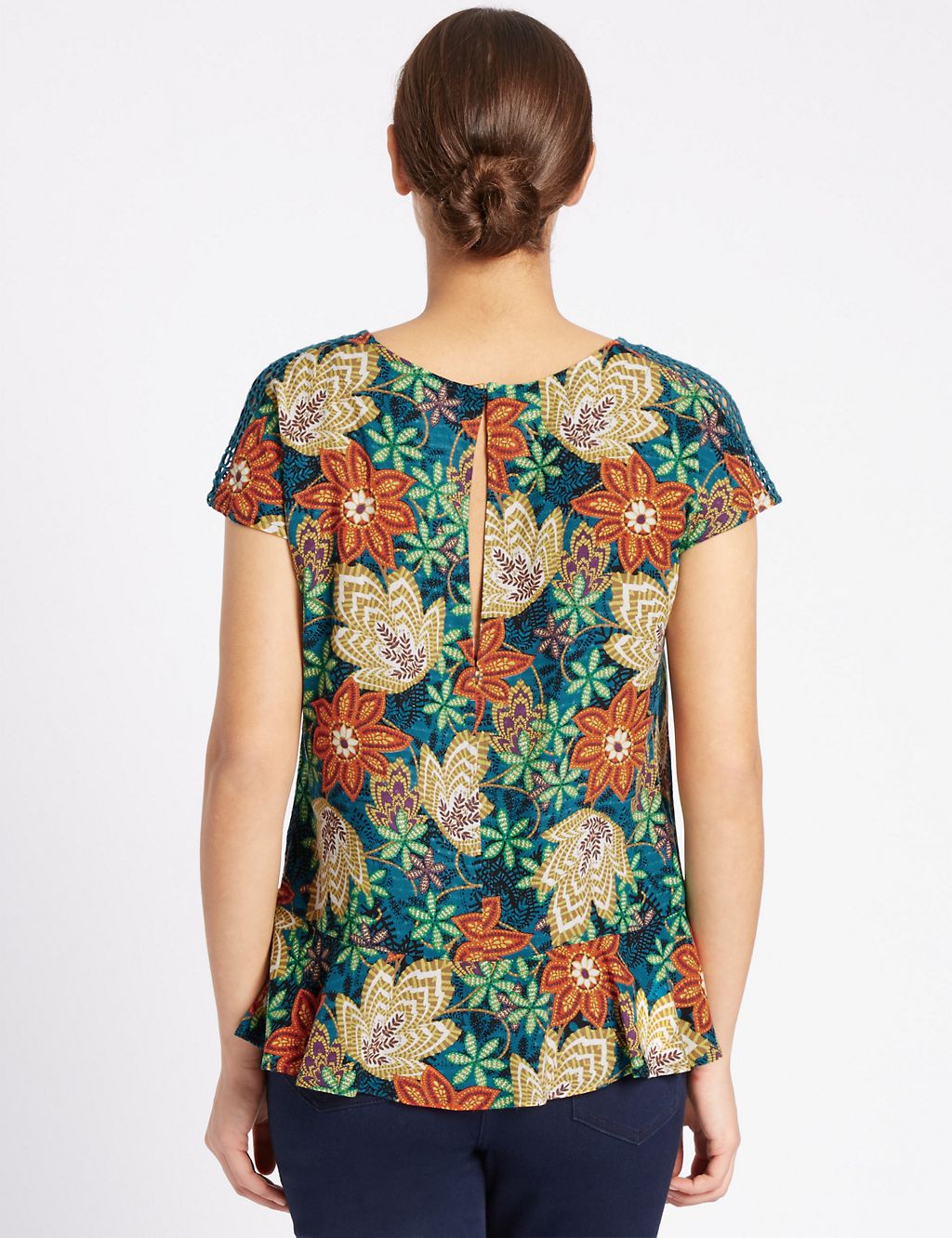 Floral Print Short Sleeve Shell Top 2 of 4