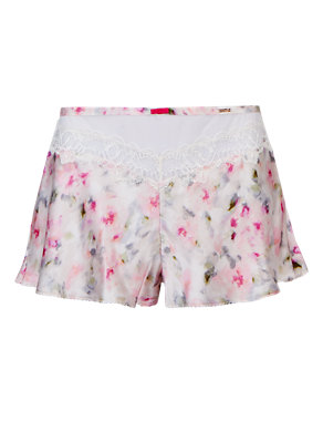 Floral Print Silk & Lace French Knickers Image 2 of 5
