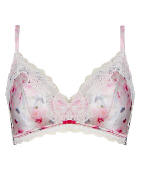 Floral Print Silk Padded Bralet A-D Image 2 of 5
