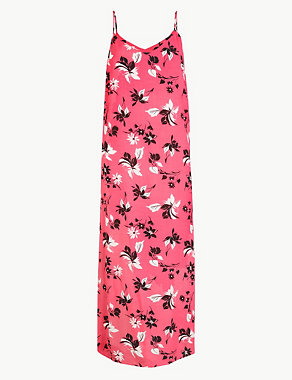 Floral Print Slip Midi Dress Image 2 of 4