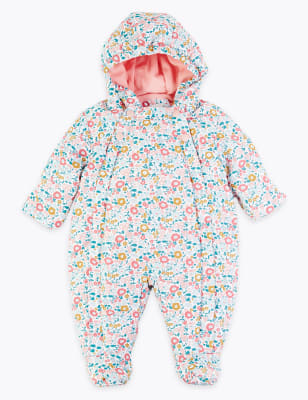 Floral Print Snowsuit (0-3 Yrs) | M\u0026S