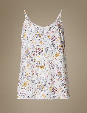 Floral Print Strappy Camisole Pyjama Top Image 2 of 3