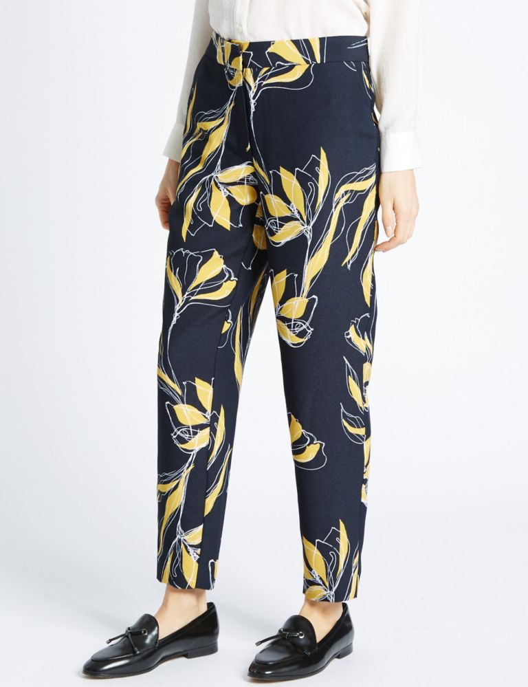 Floral Print Tapered Leg Trousers 1 of 3