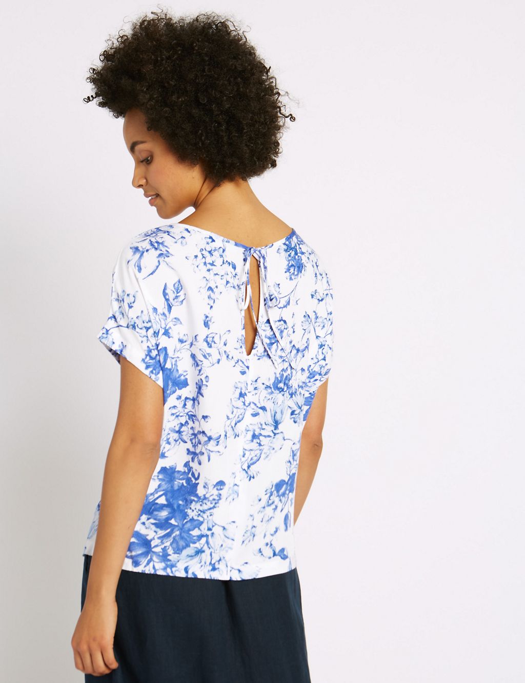 Floral Print Tie Back Shell Top 4 of 5