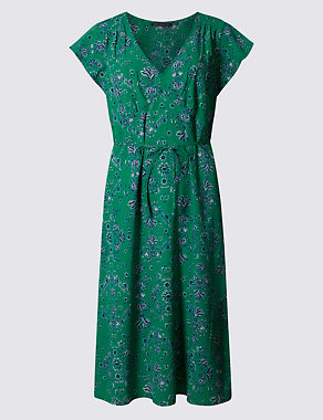 Floral Print Tie Detail Swing Dress Image 2 of 4