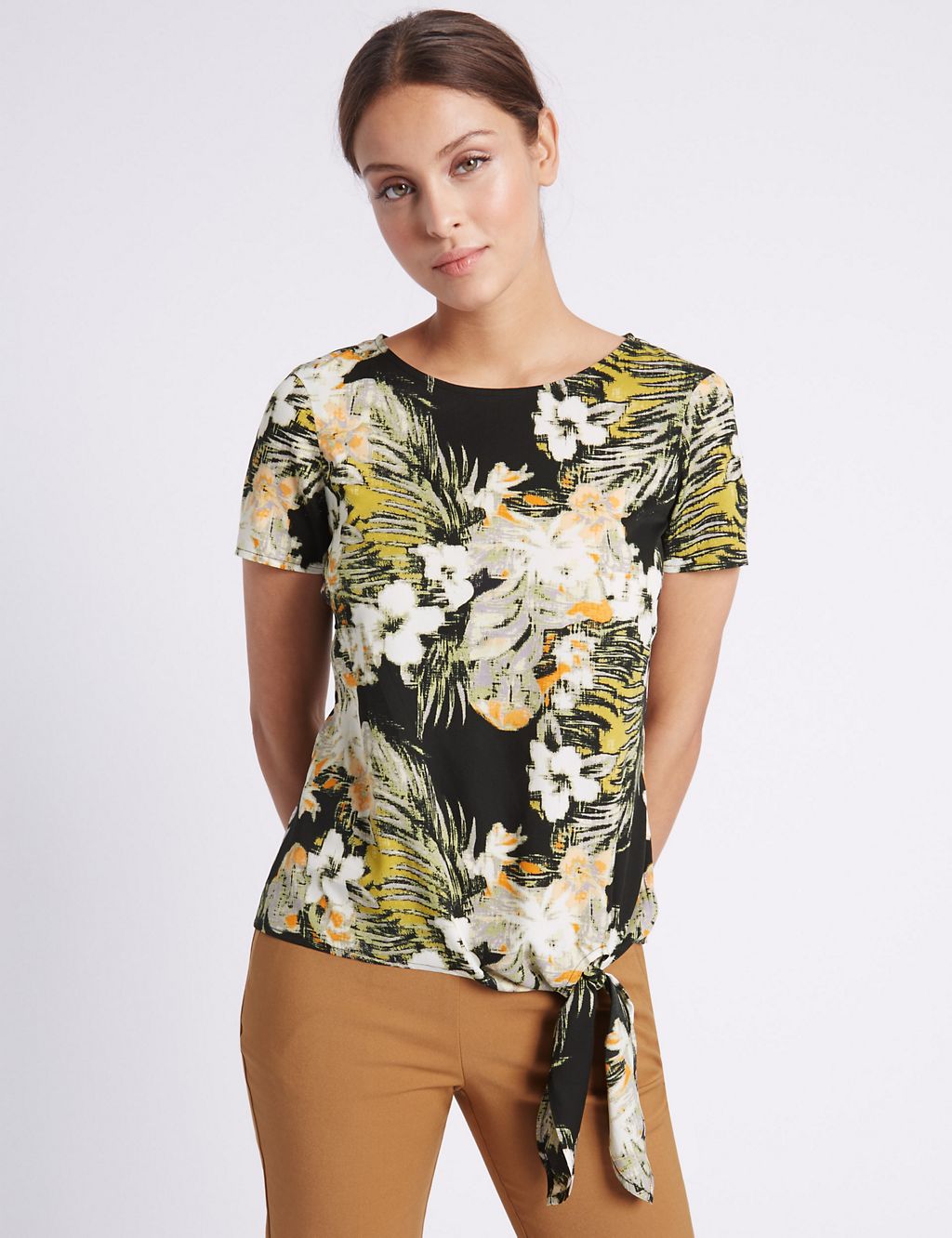 Floral Print Tie Front Shell Top 3 of 4