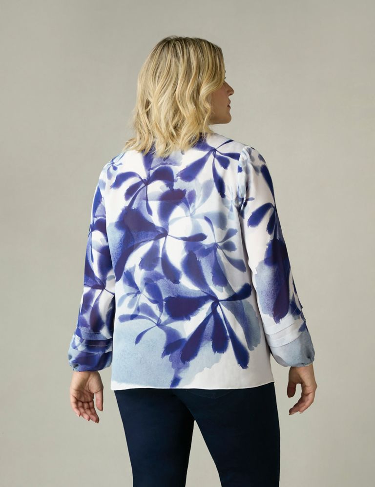 Floral Print Tie Neck Relaxed Blouse 5 of 8