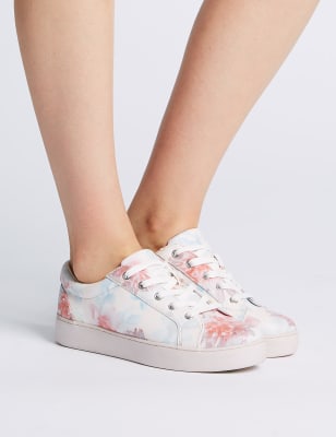 Floral store print trainers