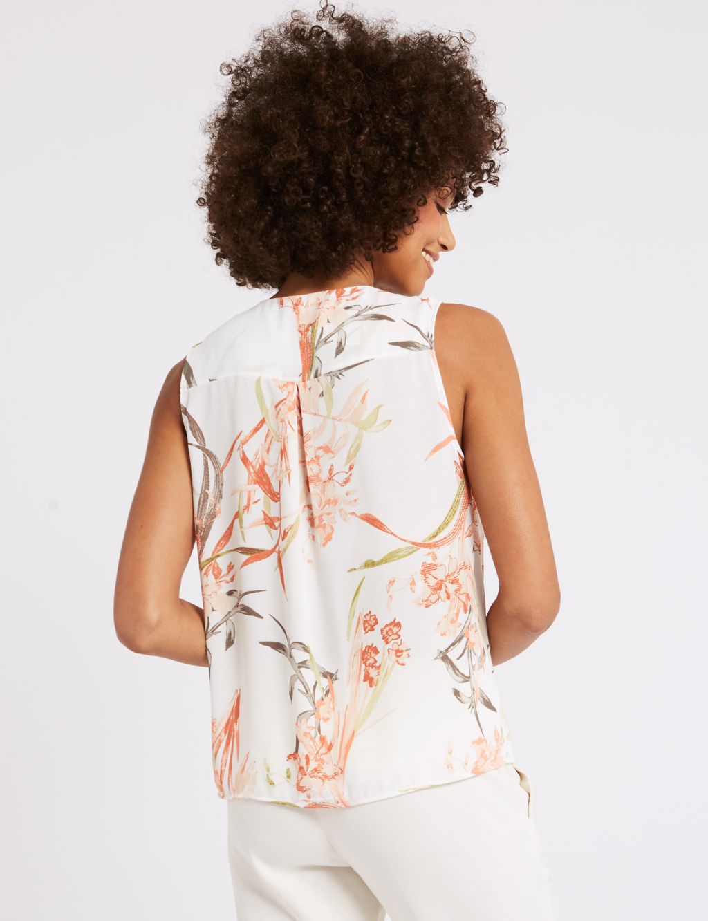 Floral Print V-Neck Shell Top 4 of 4