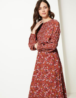 M&s floral cheap midi dress