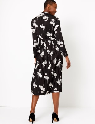 floral print waisted midi dress