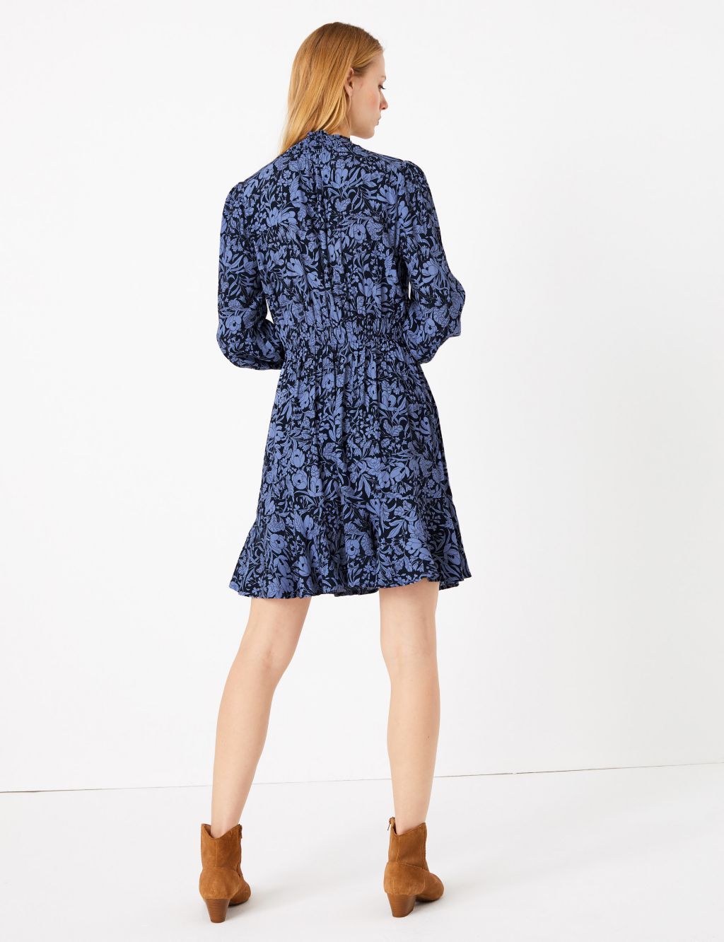 Floral Print Waisted Mini Dress | M&S Collection | M&S