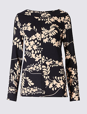 Floral Print Warm Handle Long Sleeve T-Shirt Image 2 of 5