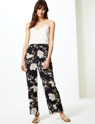 Floral Print Wide Leg Trousers, M&S Collection