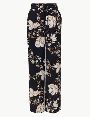 Floral Print Wide Leg Trousers, M&S Collection