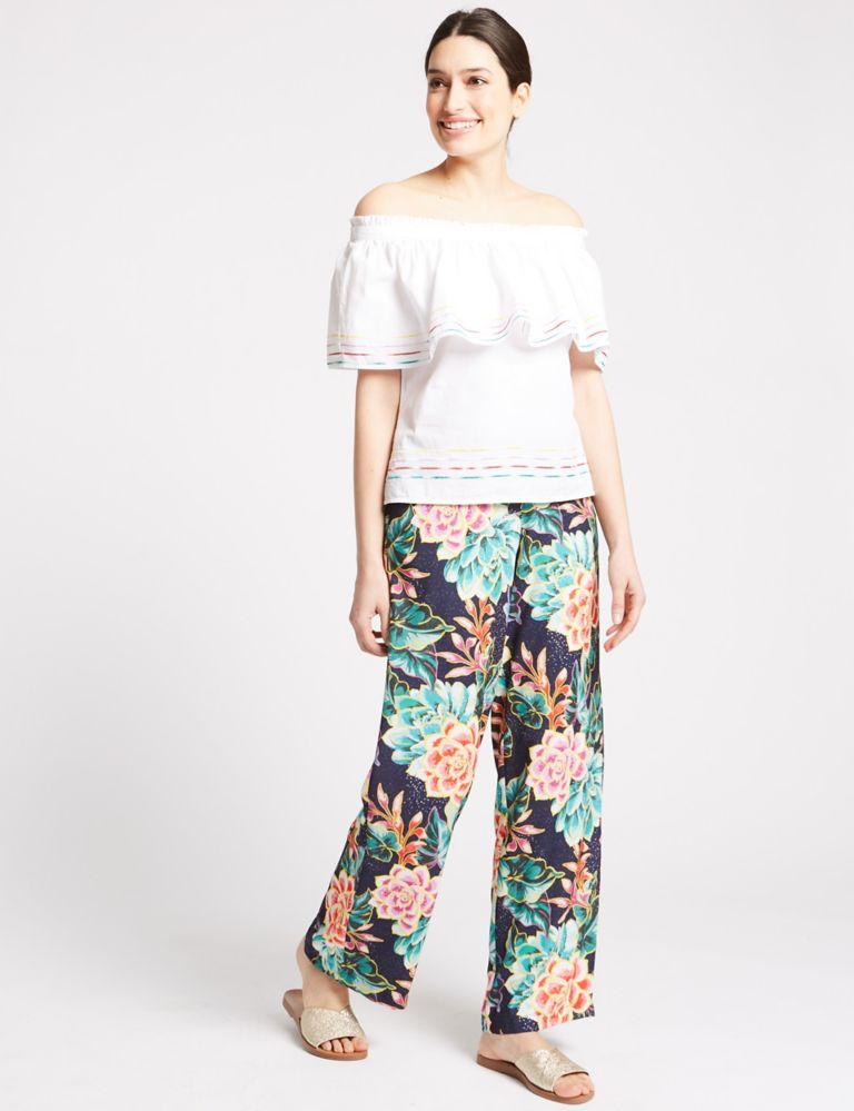 Floral Print Wide Leg Trousers 1 of 7