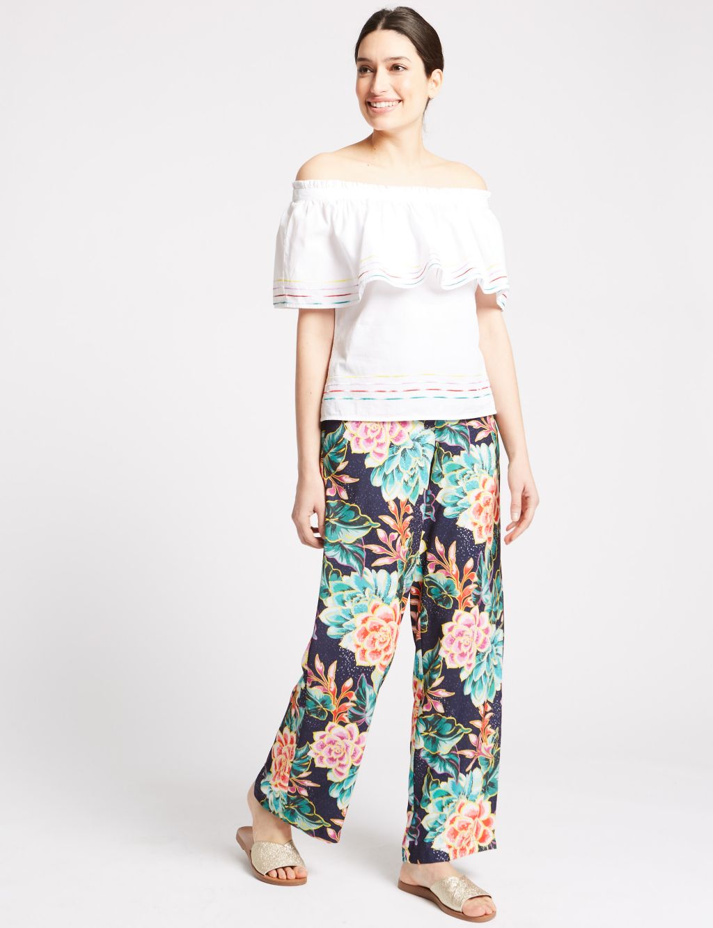 Floral Print Wide Leg Trousers 3 of 7
