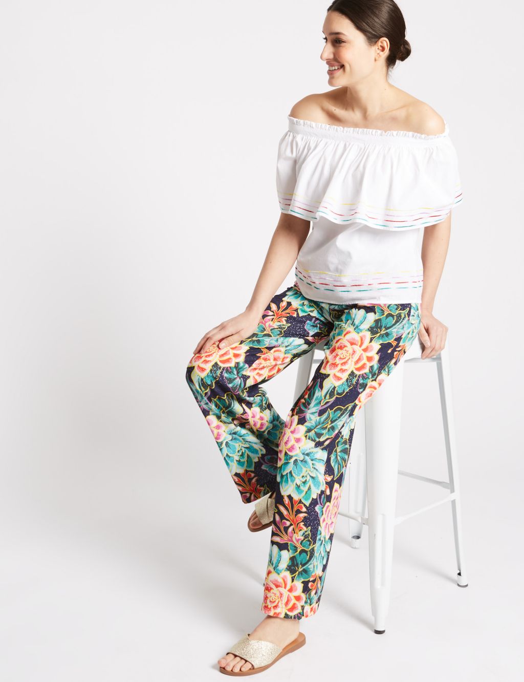 Floral Print Wide Leg Trousers 2 of 7