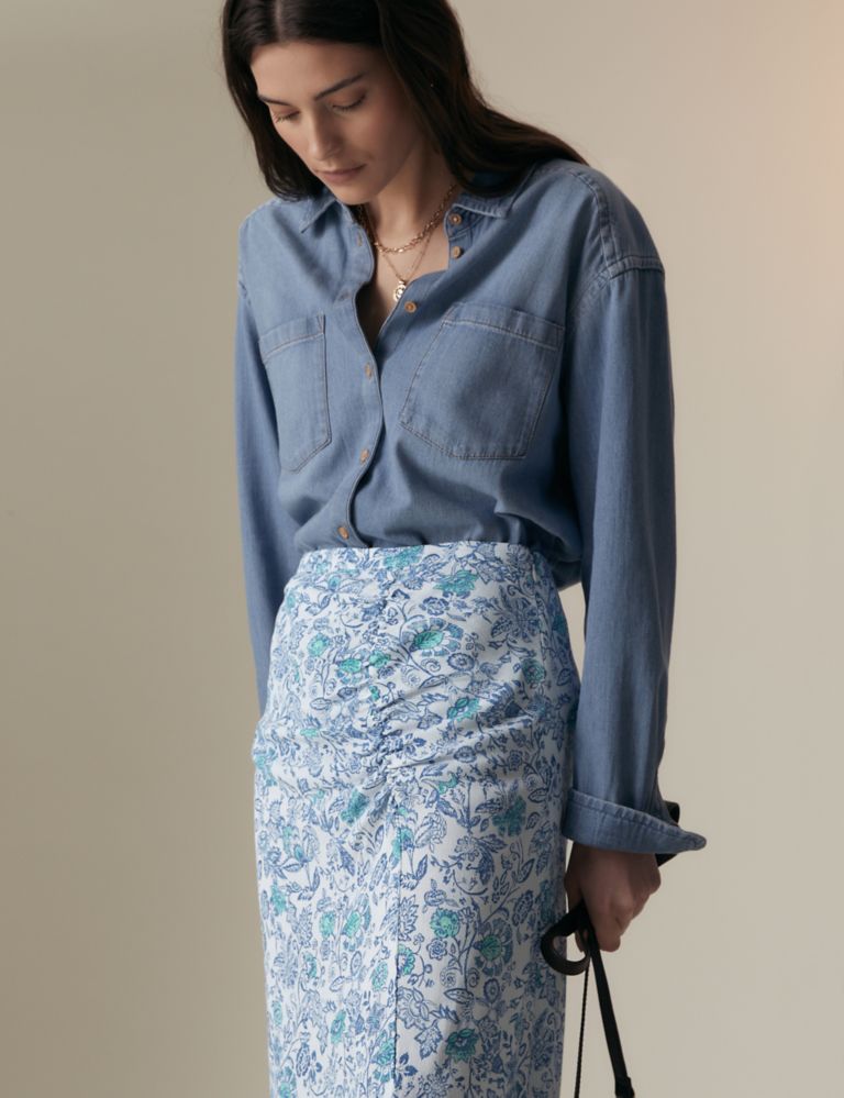 Floral Printed Midaxi A-Line Skirt 4 of 7