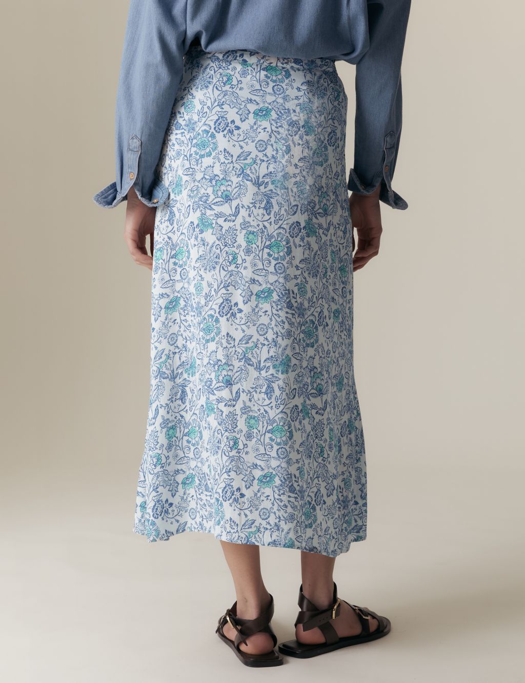 Floral Printed Midaxi A-Line Skirt 5 of 7