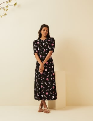 Black floral outlet tea dress