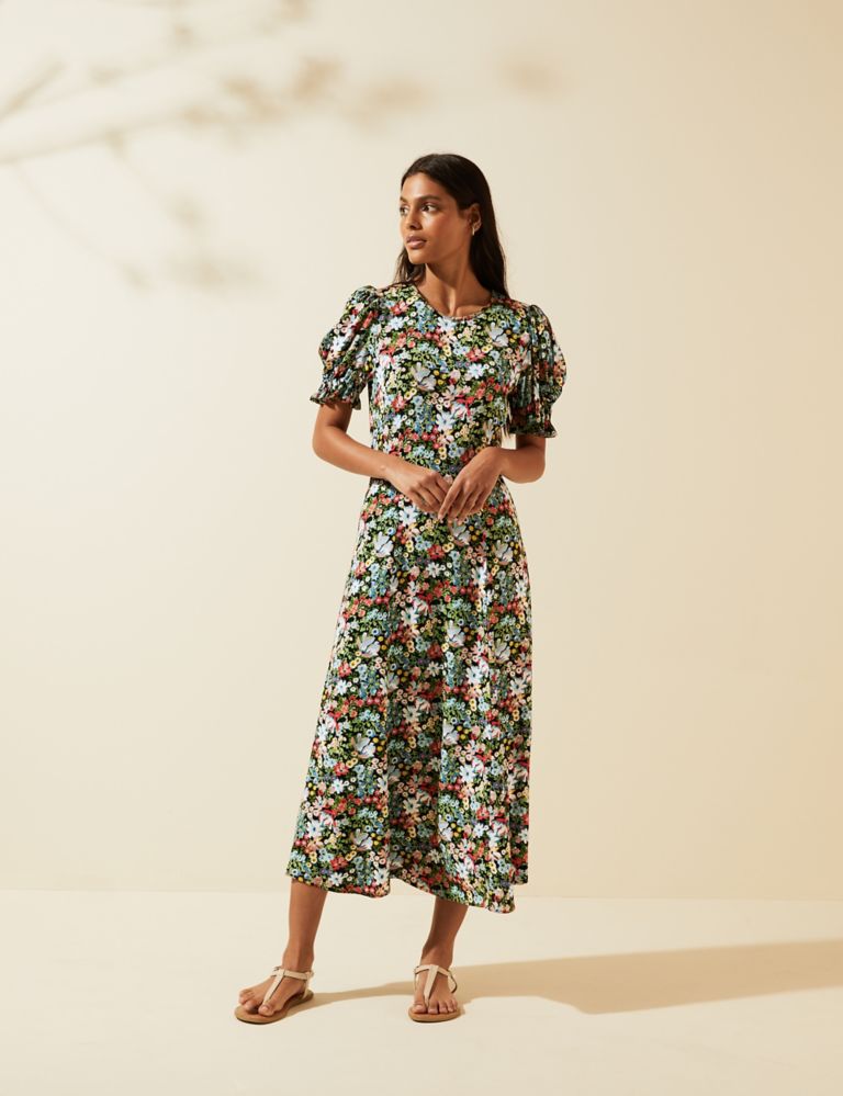Floral Puff Sleeve Midi Tea Dress | M&S X GHOST | M&S