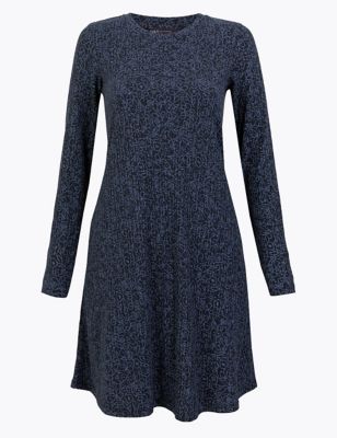 Floral Ribbed Swing Dress | M&S |