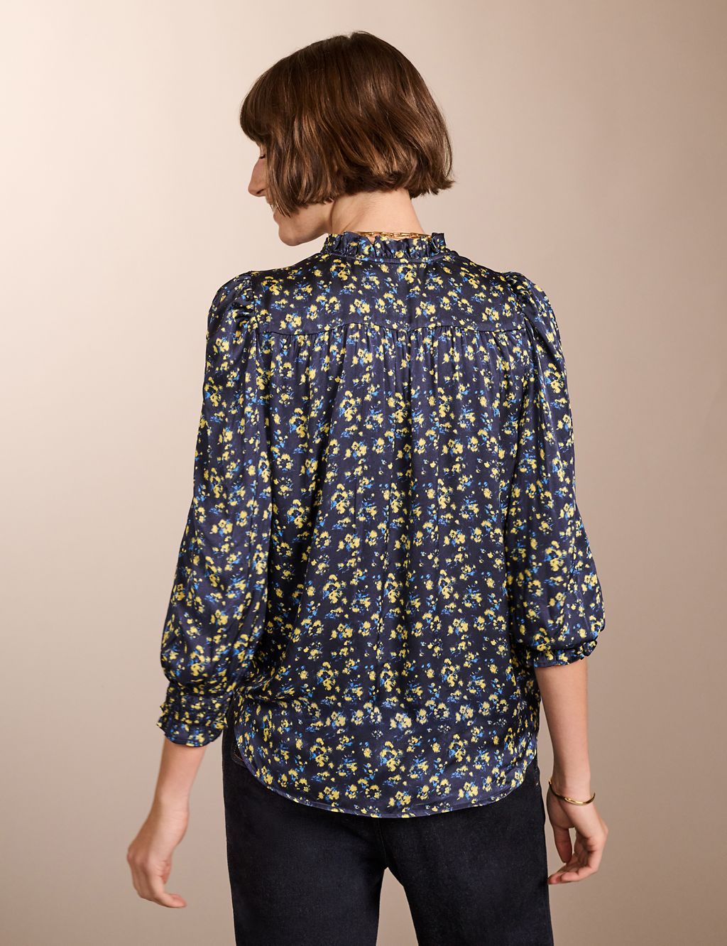 Floral Round Neck Frill Detail Blouse 2 of 3