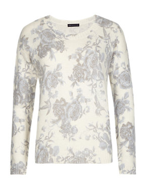Floral Round Neck Jumper with Wool Image 2 of 4